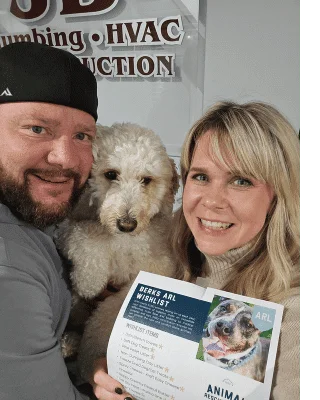 JB Plumbing owners at Berks ARL Pet Drive